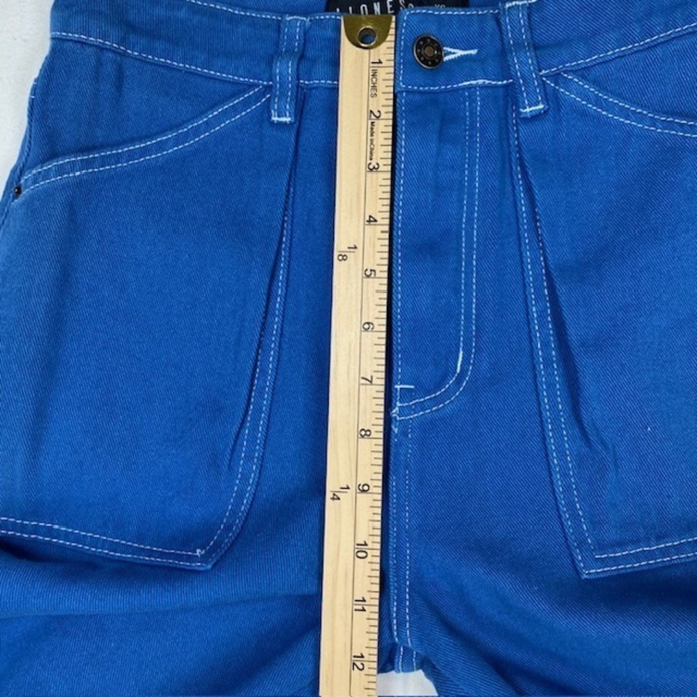 Lioness‎ Miami Vice Pants Blue High Rise Wide Leg Cargo Contrast Stitch XS NEW - Picture 4 of 9